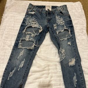 ONE jeans size 24 with zipped at ankles